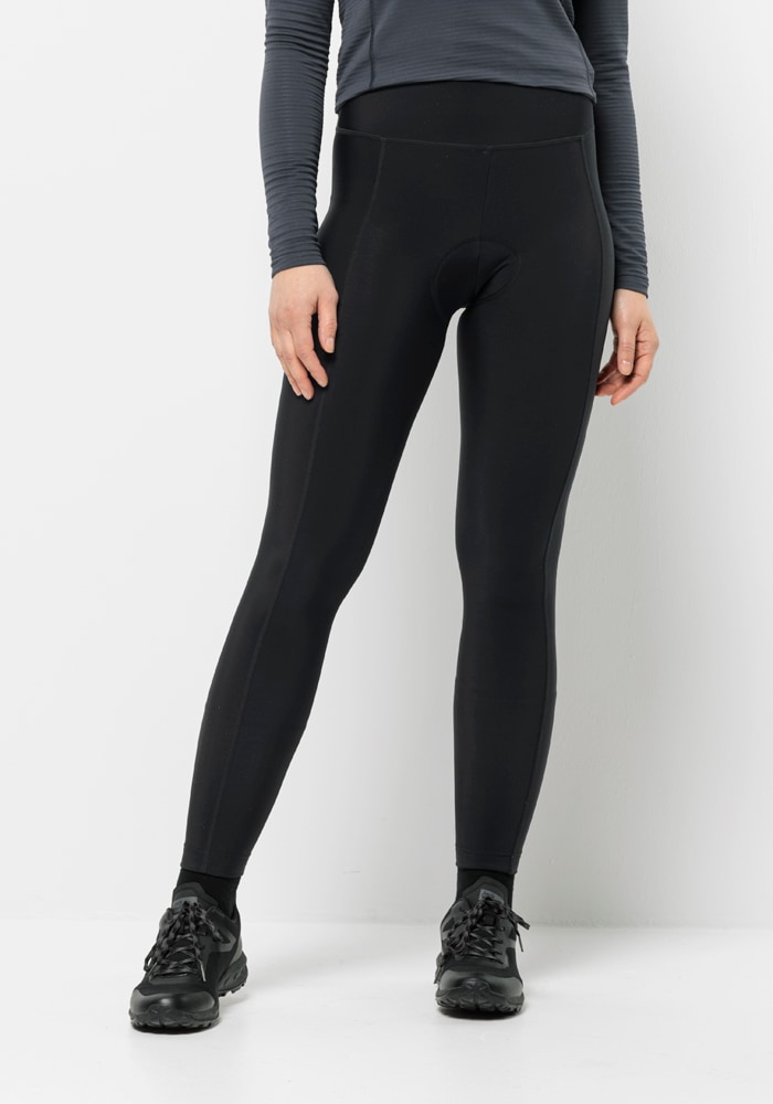 Fahrradhose JACK WOLFSKIN "MOROBBIA TIGHTS W", Damen, Gr. M3840, Normalgrößen, schwarz, OBERSTOFF 84% POLYAMID, 16% ELASTHAN, Hosen Image