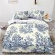 LENTLY Motif of Toile De Jouy Duvet Cover with Pillowcases 3D Printed Bedding Set with Zipper Closure Unique Design Anti-allergic Quilt Cover Double（200x200cm）