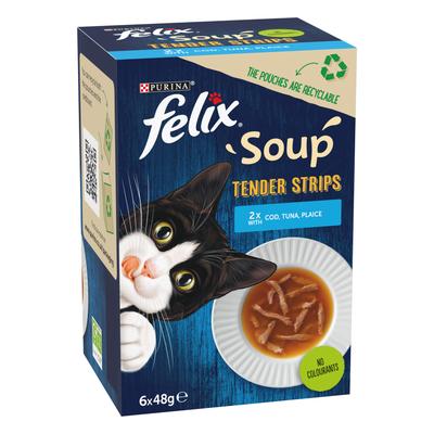48x48g Fish Selection Tender Strips Felix Soup Wet Cat Food