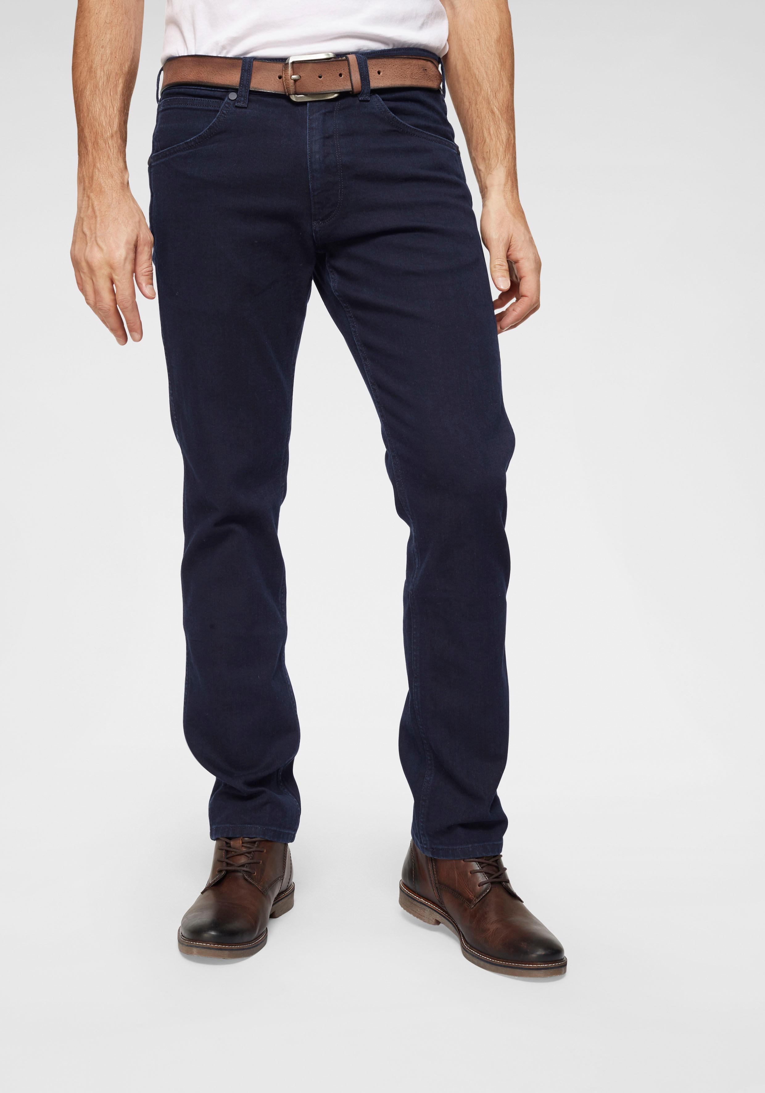 Stretch-Jeans WRANGLER "Greensboro", Herren, Gr. 33, Länge 30, blau (blau, schwarz), Denim/Jeans, Obermaterial: 74% Baumwolle, 26% Elastomultiester, straight fit lang, Jeans, Regular Straight fit