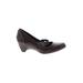 Born Handcrafted Footwear Heels: Loafers Chunky Heel Classic Brown Print Shoes - Women's Size 7 - Almond Toe