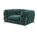 Chesterfield Chair - Everly Quinn Anika 50" Wide Tufted Polyester Chesterfield Chair Velvet/Fabric in Green/Black | Wayfair