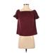 Charlotte Russe Short Sleeve Top Burgundy Off The Shoulder Tops - Women's Size X-Small