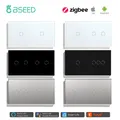 BSEED 2/3/4/6 Gang Zigbee Smart EU Single Live 157mm Touch Light Switch Glass Panel Smart Switch
