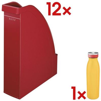 12x Stehsammler »2476« inkl. Thermo-Trinkflasche »9016 Cosy« gelb rot, Leitz, 7.8x30x27.8 cm