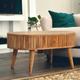 Rounded Coffee Table with Drawers - Modern Small Table with Storage - Solid Wood Modern Stripe Side Table - Contemporary Living Room Table