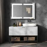 Brayden Studio® Daksh 36" W 24" H Surface Mount Frameless Medicine Cabinet w/ Mirror & 3 Adjustable Shelves, in Gray | 24 H x 36 W x 6 D in | Wayfair