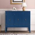 Latitude Run® Solid Wood 3 - Door Accent Cabinet Wood in Blue | 31.5 H x 37 W x 15.7 D in | Wayfair EC31765F051749B3888490228C34DE3F
