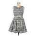 Topshop Casual Dress - Fit & Flare: Black Houndstooth Dresses - Women's Size 6