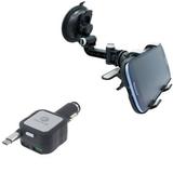 Car Charger + Car Mount for Samsung Galaxy Z Fold4/Fold 3 5G/Flip4 Phones - Retractable 4.8Amp Type-C 2-Port USB and Dash Windshield Holder Cradle Combo