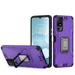 For TCL 40 XL Tough Metallic Hybrid Ring Kicstand + Screen Protector Military Grade Heavy Duty TPU Shockproof Rugged Cover Xpm Phone Case [ Purple ]