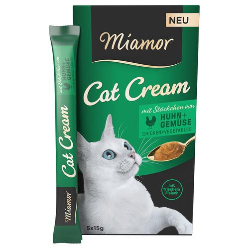 Sparpaket: 55x15g Miamor Cat Cream Huhn + Gemüse Katzensnacks