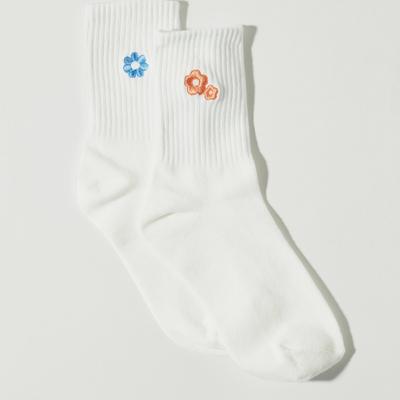 Lucky Brand Retro Flower Embroidered Sock Pack - Women's Ladies Accessories Ankle Socks in White