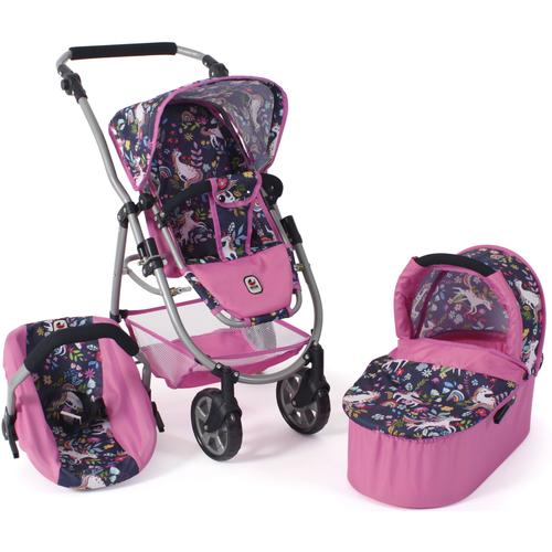 „Kombi-Puppenwagen CHIC2000 „“Emotion 2.0 Einhorn““ Puppenwagen blau (einhorn) Kinder Puppenwagen -trage inkl. Babywanne, Sportwagenaufsatz und Autositz“