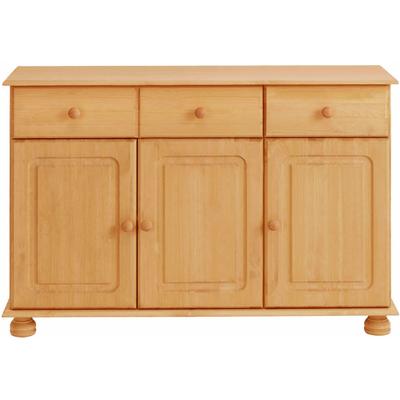 Sideboard HOME AFFAIRE "Mette", beige (natur gebeizt, gewachst), B:120cm H:77cm T:34cm, Massivholz, Sideboards, Kommode mit gefrästen, kugelförmigen Füßen, Breite 120 cm Image