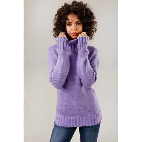 Rollkragenpullover ANISTON CASUAL Gr. 40, lila (lavendel, meliert) Damen Pullover