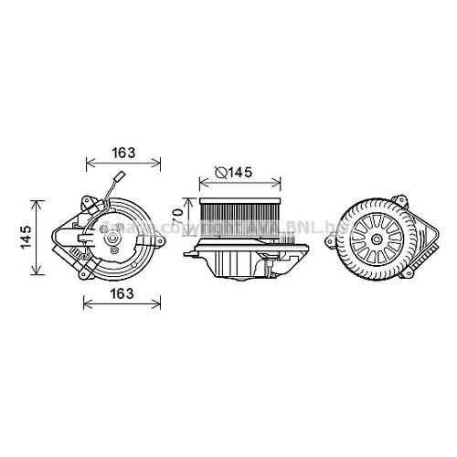 AVA QUALITY COOLING Innenraumgebläse Ø145mm 145mm für PEUGEOT CITROËN 6441G6 E165103 E165005 CN8515