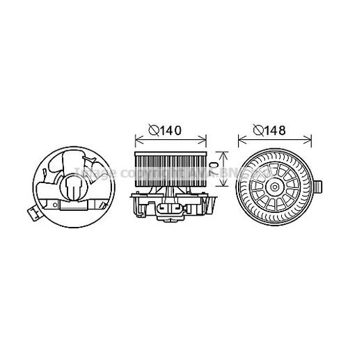 AVA QUALITY COOLING Innenraumgebläse Ø146mm 146mm für RENAULT LADA DACIA 6001547691 7701067982 DA8010