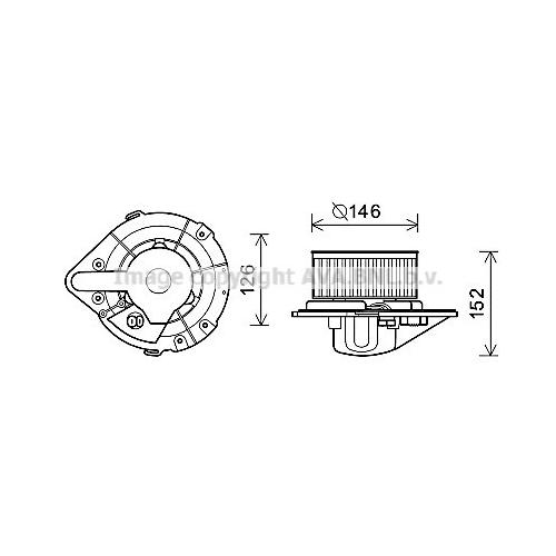 AVA QUALITY COOLING Innenraumgebläse Ø145mm 145mm für VW SEAT AUDI 357820021 893820021 701820021 AI8501