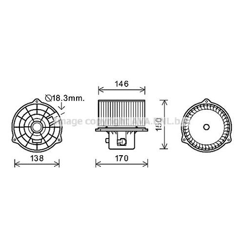 AVA QUALITY COOLING Innenraumgebläse Ø146mm 146mm für HYUNDAI 972303A010 972303A000 HY8556