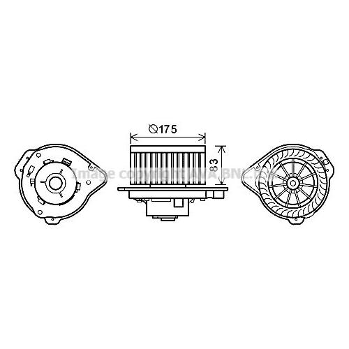 AVA QUALITY COOLING Innenraumgebläse Ø177mm 177mm für VOLVO 30755485 9166020 9002318 VO8174