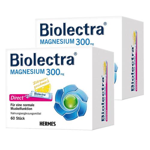 Biolectra Magnesium 300 mg Direct Zitrone Sticks Doppelpack 2x60 St Pellets