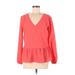 Nine West Long Sleeve Blouse: Orange Tops - Women's Size Medium