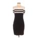 Carmen Carmen Marc Valvo Casual Dress - Sheath: Black Stripes Dresses - Women's Size Medium Petite