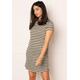 JDY Stripe T-shirt Summer Dress with Curve Hem in Khaki & White - XL