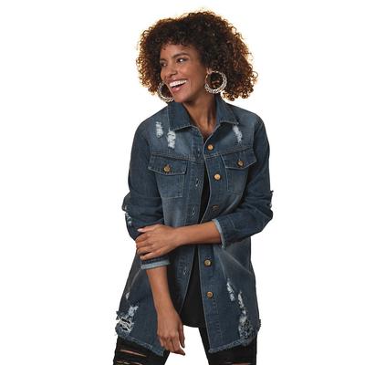 K Jordan Oversized Destructed Jean Jacket (Size 2X) Bleach Wash, Cotton