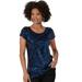 Masseys Sequin Short Sleeve Top (Size L) Navy, Viscose,Spandex,Polyester