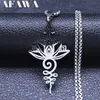 Hippie Edelstahl Yoga Lotus Halskette Kette Frauen/Männer Silber Farbe Chakra Symbol Blume Halsketten Schmuck kragen N7067S02