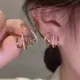 Koreanische Ohrring Kralle Ohr haken Clip Ohrringe für Frauen vierzackige Einstellung cz Gold Farbe