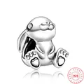 Real 925 Sterling Silver Simple Style Cute Rabbit Charm Bead Fit Original Pandora Charms Silver