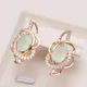 Kinel New Emerald Oval Cut Zircon Earrings 585 Rose Gold Color Clip Earring Inlay Natural Zircon