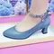 Women Cute Pointed Toe High Quality Blue Spring & Summer Office High Heel Shoes Lady Casual Sweet