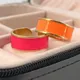 Boho Colorful Enamel Rings for Women Stainless Steel Ring Wide Adjustable Open Rings Aesthetic Women