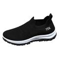 ZIZOCWA Casual Mesh Slip On Sports Shoes for Men Solid Color Stretch Cloth Breathable Walking Running Shoes Non-Slip Soft Sole Tennis Shoes Black Size41