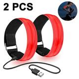 2 Pack Running Light for Runners Rechargeable LED Armband Reflective Running Gear LED Light Up Band for Joggers Bikers Walkers