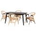Cyntia Modern Bohemian Finished Wood and Natural Rattan Dining Set