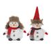 Set of 2 White and Red Plush Snowman Christmas Tabletop Figurines 10.5"