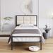 Faux Leather Platform Bed Frame with Upholstered Square Stitched Headboard