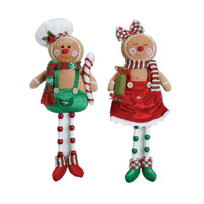 Set of 2 Gingerbread Gentleman and Lady Christmas Plushies 20"