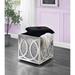 Removable Storage Stool with Lid Storage Ottoman Cube Footstool Rest Seat Padded for Bedroom Tempered Glass Coffee Table