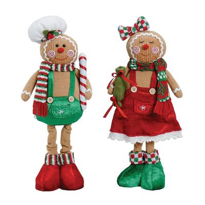 Set of 2 Christmas Gingerbread Man and Woman Plushies 18"