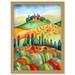 Landscape Of Tuscany House On The Hill Folk Art Artwork Framed Wall Art Print A4
