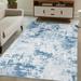 ZACOO 4 x 6 Contemporary Abstract Area Rug Modern Area Rug Non-Slip Non-Shedding Area Rug Low Pile Foldable Thin Rug Blue