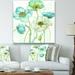 DESIGN ART Designart Blue Cottage Flowers Drawing II Farmhouse Canvas Artwork Print 24 in. wide x 24 in. high