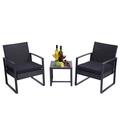 DEELLEEO 3 Pieces Patio Set Outdoor Wicker Patio Furniture Sets Modern Set Rattan Chair Conversation Sets with Coffee Table for Yard and Bistro (Black)