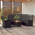 moobody 3 Piece Patio Set with Cushions Black Poly Rattan
